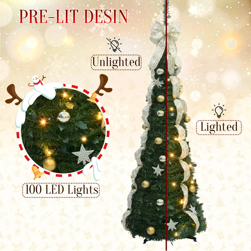 FrostPine™ Pre-Lit Snow-Flocked Christmas Tree (180–190 cm, 200 LEDs)