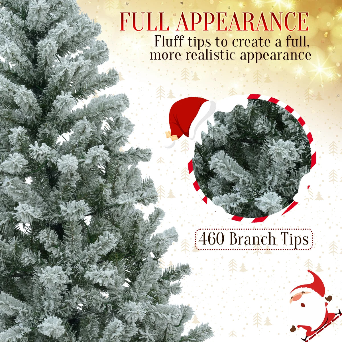 FrostPine™ Pre-Lit Snow-Flocked Christmas Tree (180–190 cm, 200 LEDs)