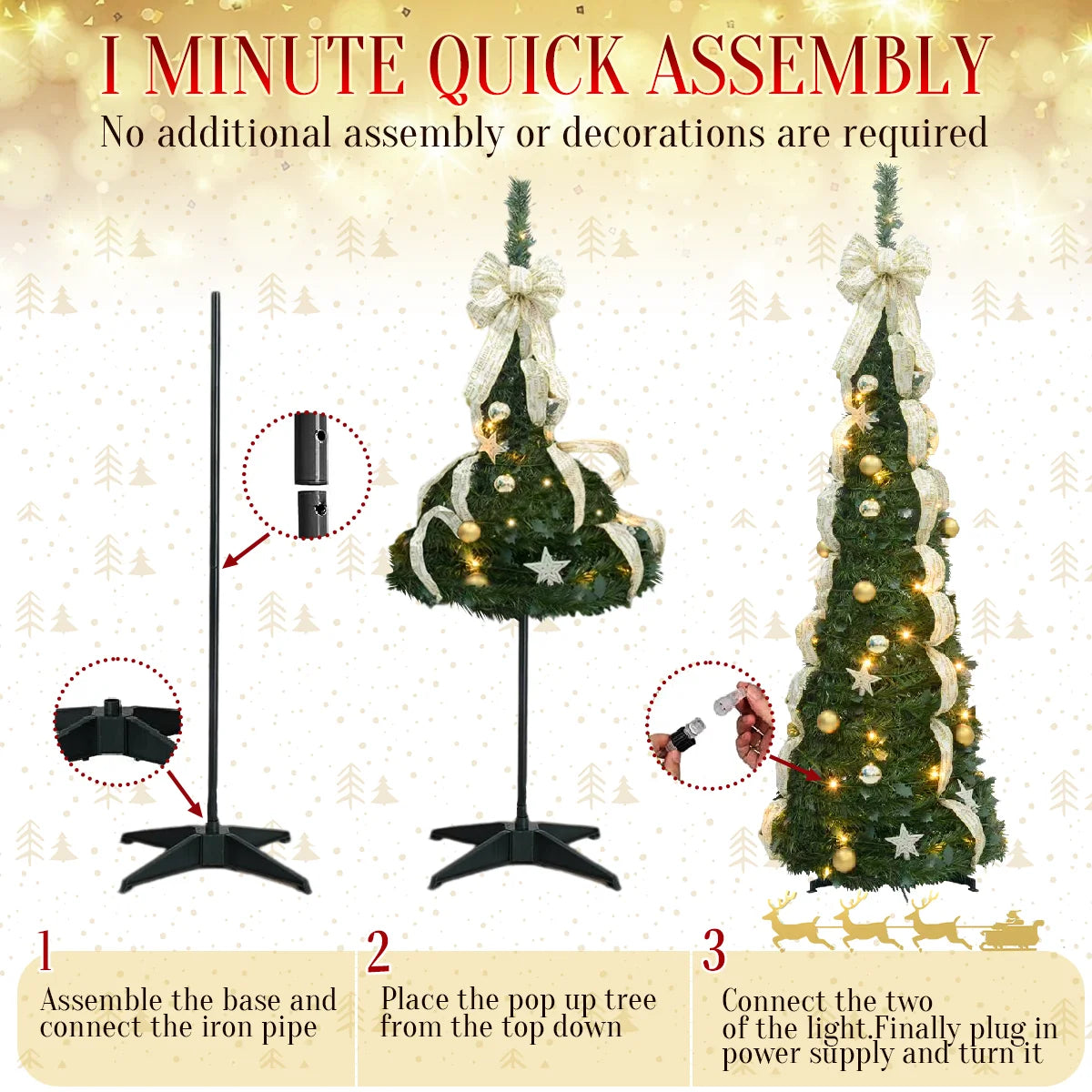 FrostPine™ Pre-Lit Snow-Flocked Christmas Tree (180–190 cm, 200 LEDs)